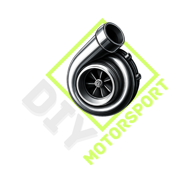 Turbocharger with 'DIY Motorsport' branding on a white background